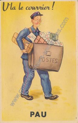 Carte postale ancienne Le facteur — Pau (Pyrénées-Atlantiques)
