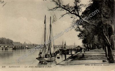 Carte postale ancienne Les Allées Marines et le Port — Bayonne (Pyrénées-Atlantiques)