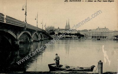Carte postale ancienne L'Adour au Pont Saint-Esprit — Bayonne (Pyrénées-Atlantiques)