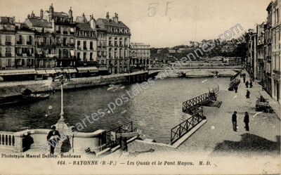 Carte postale ancienne Les Quais et le Pont Mayou — Bayonne (Pyrénées-Atlantiques)