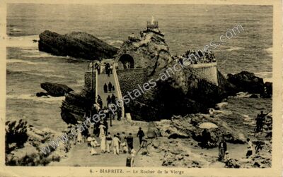 Carte postale ancienne Le Rocher de la Vierge — Biarritz (Pyrénées-Atlantiques)