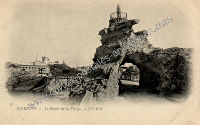 Carte postale ancienne Le Rocher de la Vierge — Biarritz (Pyrénées-Atlantiques)