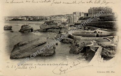 Carte postale ancienne Vue prise de la Cloche d'Alarme — Biarritz (Pyrénées-Atlantiques)