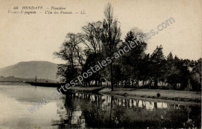 Carte postale ancienne Frontière Franco-Espagnole. - L'Île des Faisans — Hendaye (Pyrénées-Atlantiques)