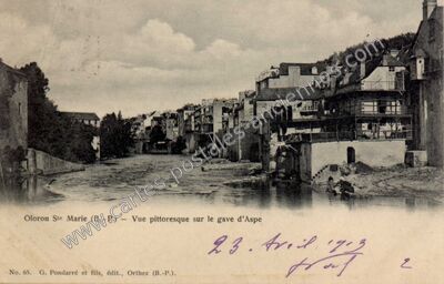 Carte postale ancienne Vue pittoresque sur le gave d'Aspe — Oloron-Sainte-Marie (Pyrénées-Atlantiques)