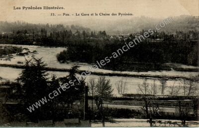 Carte postale ancienne Le Gave et la Chaîne des Pyrénées — Pau (Pyrénées-Atlantiques)