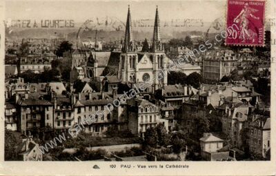 Carte postale ancienne Vue vers la Cathédrale — Pau (Pyrénées-Atlantiques)