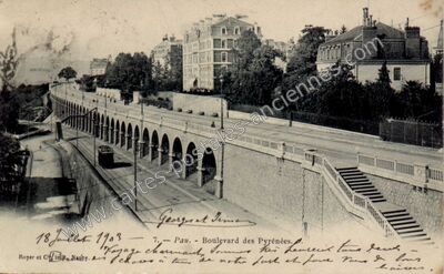 Carte postale ancienne Boulevard des Pyrénées — Pau (Pyrénées-Atlantiques)