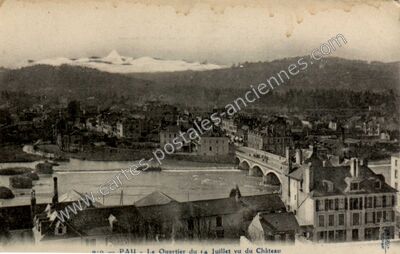 Carte postale ancienne Le Quartier du 14 Juillet vu du Château — Pau (Pyrénées-Atlantiques)