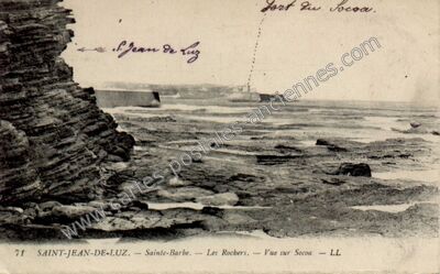 Carte postale ancienne Sainte-Barbe. — Les Rochers. — Vue sur Socoa — Saint-Jean-de-Luz (Pyrénées-Atlantiques)
