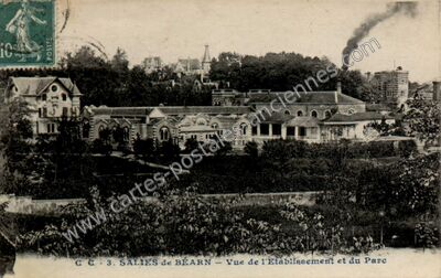 Carte postale ancienne Vue de l'Établissement et du Parc — Salies-de-Béarn (Pyrénées-Atlantiques)