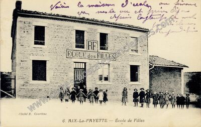 Carte postale ancienne École de Filles — Aix-la-Fayette (Puy-de-Dôme)