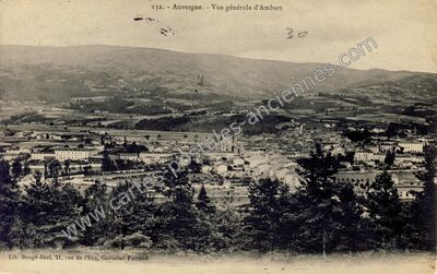 Carte postale ancienne Auvergne. - Vue générale — Ambert (Puy-de-Dôme)