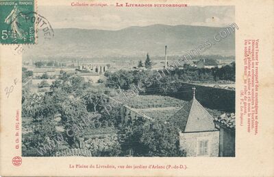 Carte postale ancienne La Plaine du Livradois, vue des jardins — Arlanc (Puy-de-Dôme)