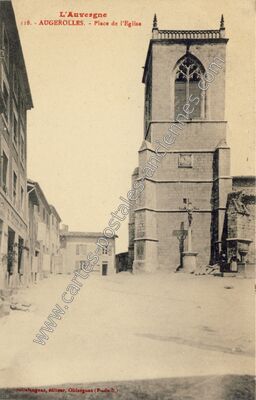 Carte postale ancienne Place de l'Eglise — Augerolles (Puy-de-Dôme)
