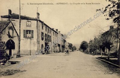 Carte postale ancienne La Chapelle et la Route Nationale — Authezat (Puy-de-Dôme)