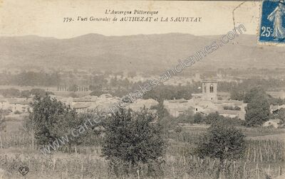 Carte postale ancienne Vues Générales de Authezat et La Sauvetat — Authezat (Puy-de-Dôme)