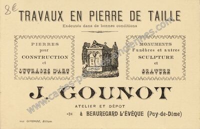 Carte postale ancienne Travaux en pierre de taille — Beauregard-l'Évêque (Puy-de-Dôme)