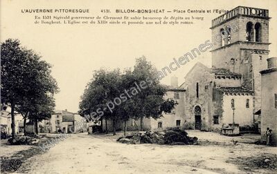 Carte postale ancienne Place Centrale et l'Eglise — Bongheat (Puy-de-Dôme)