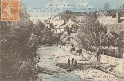Carte postale ancienne Les Bords de la Dordogne (Quartier bas) — La Bourboule (Puy-de-Dôme)
