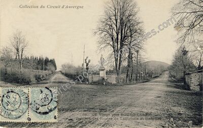 Carte postale ancienne Un Virage près Bourg-Lastic, Jonction des Routes de Laquenille et Hermant — Bourg-Lastic (Puy-de-Dôme)