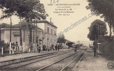 Carte postale ancienne La Gare P.-L.-M. (Ligne Paris-Nîmes) — Le Breuil-sur-Couze (Puy-de-Dôme)