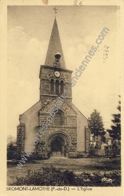 Carte postale ancienne L'Eglise — Bromont-Lamothe (Puy-de-Dôme)
