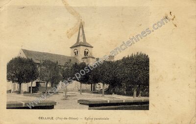 Carte postale ancienne Eglise paroissiale — Cellule (Puy-de-Dôme)