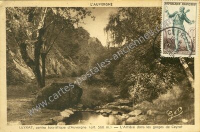 Carte postale ancienne L'Artière dans les gorges de Ceyrat — Ceyrat (Puy-de-Dôme)