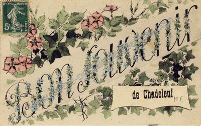 Carte postale ancienne Bon souvenir — Chadeleuf (Puy-de-Dôme)