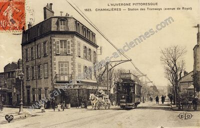 Carte postale ancienne Station des Tramways (avenue de Royat) — Chamalières (Puy-de-Dôme)
