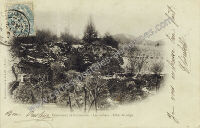Carte postale ancienne Pensionnat de Fontmaure. - Les rochers. - Effets de neige — Chamalières (Puy-de-Dôme)