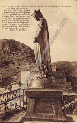 Carte postale ancienne La Vierge du Pic Alibert — Châteauneuf-les-Bains (Puy-de-Dôme)