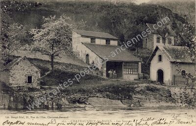 Carte postale ancienne Les Sources — Châteauneuf-les-Bains (Puy-de-Dôme)