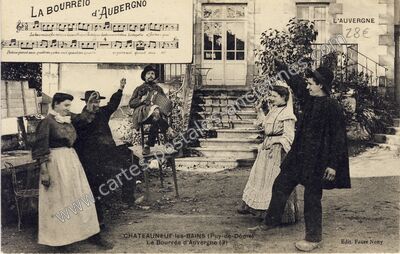 Carte postale ancienne La Bourrée d'Auvergne — Châteauneuf-les-Bains (Puy-de-Dôme)