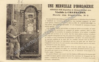 Carte postale ancienne Une merveille d'horlogerie — Châteldon (Puy-de-Dôme)