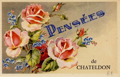 Carte postale ancienne Pensées — Châteldon (Puy-de-Dôme)