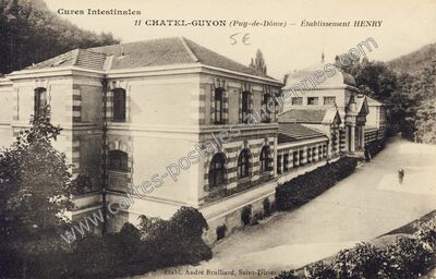 Carte postale ancienne Cures Intestinales — Établissement HENRY — Chatelguyon (Puy-de-Dôme)