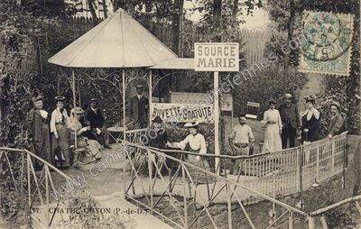 Carte postale ancienne Source Marie, buvette gratuite — Chatelguyon (Puy-de-Dôme)