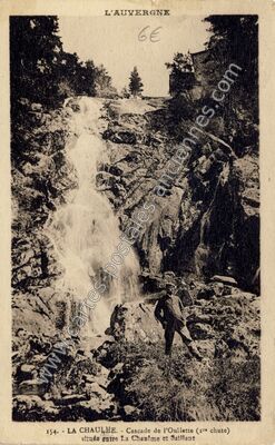 Carte postale ancienne Cascade de l'Oulllette (1re chute) située entre La Chaulme et Saillant — La Chaulme (Puy-de-Dôme)