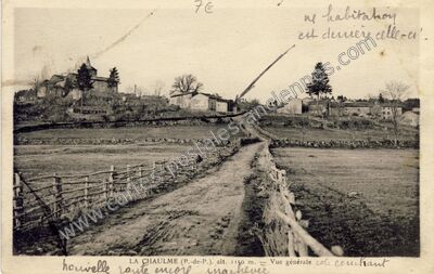 Carte postale ancienne Vue générale cot couchant — La Chaulme (Puy-de-Dôme)