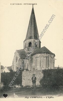 Carte postale ancienne L'Église — Compains (Puy-de-Dôme)