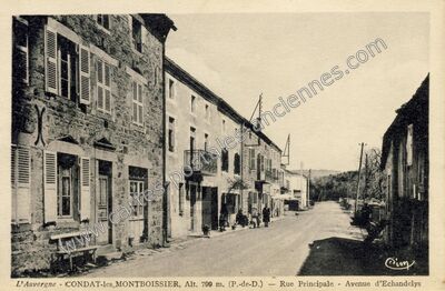 Carte postale ancienne Rue Principale - Avenue d'Echandelys — Condat-lès-Montboissier (Puy-de-Dôme)