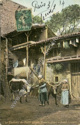 Carte postale ancienne Environs de Chatel-Guyon. Ferme rustique — Enval (Puy-de-Dôme)