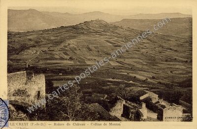 Carte postale ancienne Ruines du Château - Colline de Monton — Le Crest (Puy-de-Dôme)
