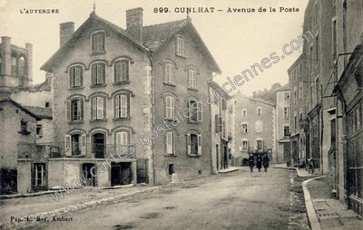 Carte postale ancienne Avenue de la Poste — Cunlhat (Puy-de-Dôme)
