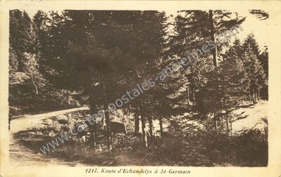 Carte postale ancienne Route d'Echandelys à St-Germain — Échandelys (Puy-de-Dôme)