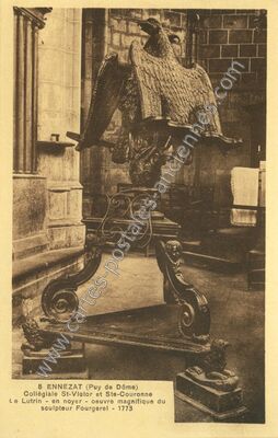 Carte postale ancienne Collégiale St-Viator et Ste-Couronne, Le Lutrin - en noyer — Ennezat (Puy-de-Dôme)