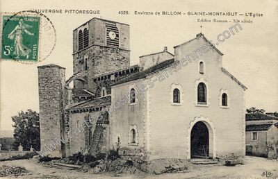 Carte postale ancienne L'Eglise Edifice Roman - XIe siècle — Glaine-Montaigut (Puy-de-Dôme)