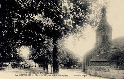 Carte postale ancienne Place de l'Eglise - Le Monument — La Goutelle (Puy-de-Dôme)